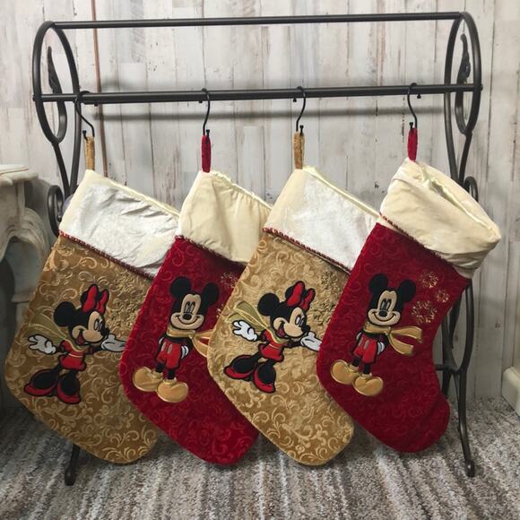 Set of 4 Disney Very Soft Micky and Minnie Stockings - 2 NWT 2 Like New - Picture 2 of 16